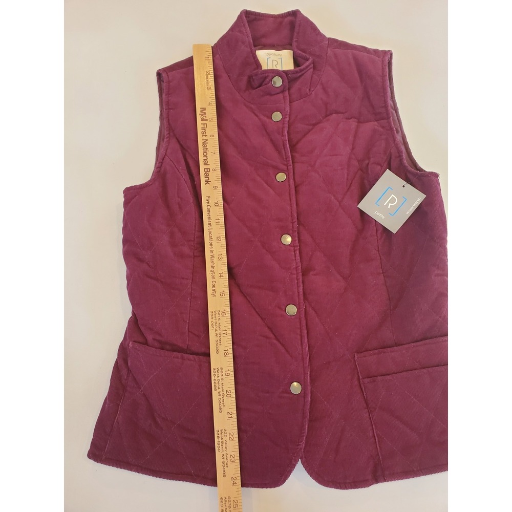 Relativity Womens Petite Quilted Corduroy Vest Vintage Rouge Purple RE1F024P PM - Picture 8 of 8
